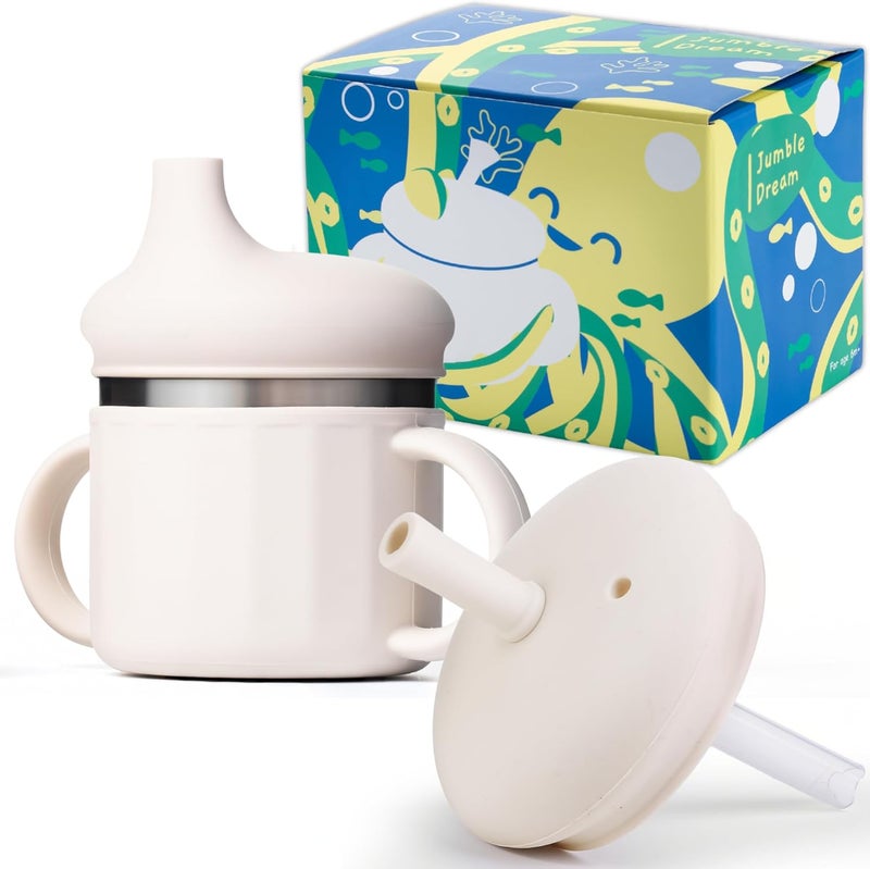 Jumble Dream Stainless Steel and Silicon Sippy Cup Baby Sippy Cup, Training Kids Cups with Silicon Straw, Toddler Tumbler with Spill Proof Straw |12 Month Plus Toddler Cup| BPA Free - Image 1